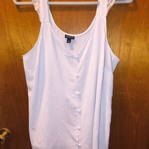 Women's White Tank Top with Lace Straps